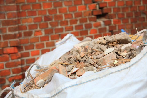 Different types of builders waste sorted for disposal